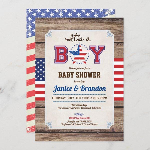 Independence Day it's a baby boy shower rustic