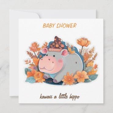 kawaii a little hippo baby shower