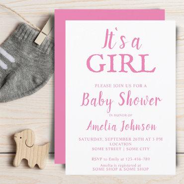 It`s a Girl Typography Pink Baby Girl