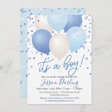It's a Boy Baby Shower Blue Balloons and Confetti