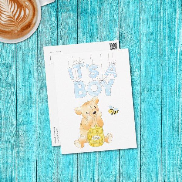 It's A Boy Baby Shower Teddy Bear Postcard