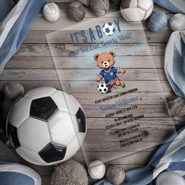 It's A Boy Bearly Wait Soccer Player Baby Shower Acrylic