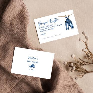 It's a boy blue jeans baby shower diaper raffle enclosure card