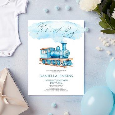 It's A Boy! Blue Vintage Train
