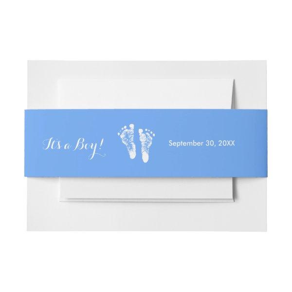 Its a Boy Cute Blue Newborn Baby Boy Footprints  Belly Band