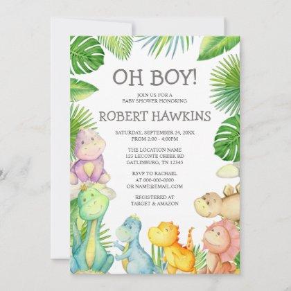 It's a Boy Dinosaur Baby Shower Invitation