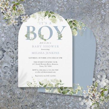 Its A Boy Dusty Blue Greenery Letter