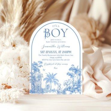 It's a Boy Elegant Blue Toile Safari