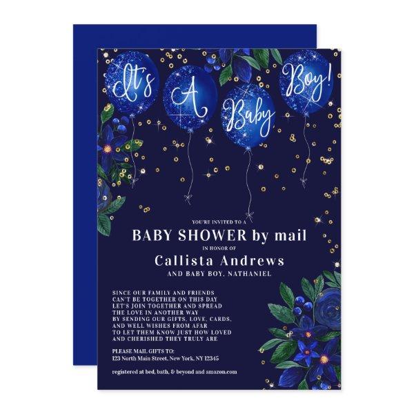It's a Boy Glitter Balloons Floral