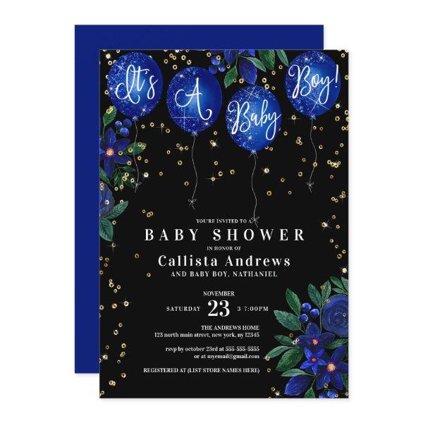 It's a Boy Glitter Balloons Floral