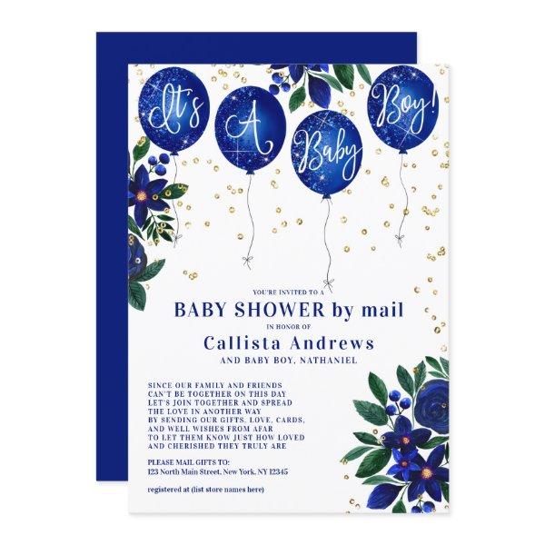 It's a Boy Glitter Balloons Floral