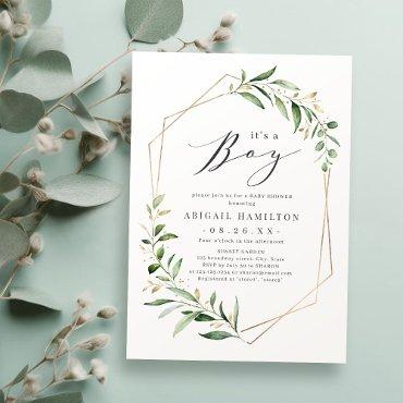 It's a Boy Greenery Gold Geometric