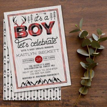 It's A Boy! Rustic Plaid Lumberjack