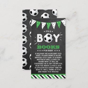 It's A Boy! Soccer Themed Baby Shower Book Request Enclosure Card
