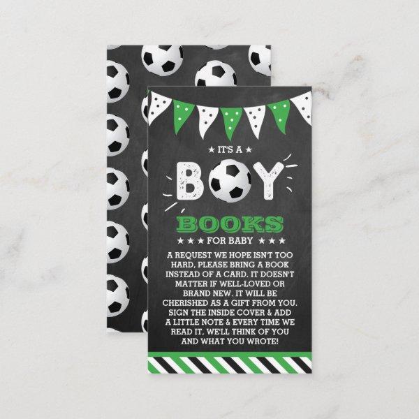 It's A Boy! Soccer Themed Baby Shower Book Request Enclosure Card