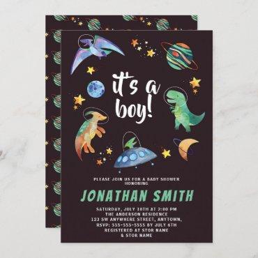It's a Boy Space Dinosaur Galaxy Baby Shower Party