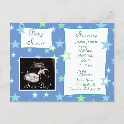 It's a Boy,  Ultrasound Pic Baby Shower Invitation