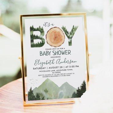 It's a Boy Watercolor Woodland Baby Shower