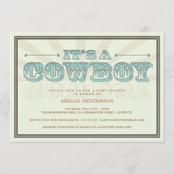 It's a Cowboy Country Baby Shower Blue
