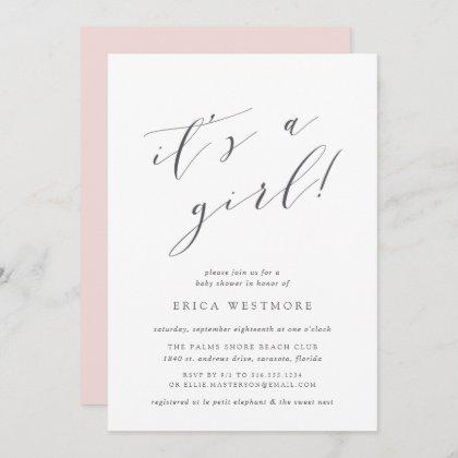 It's a Girl | Calligraphy Baby Shower Invitation