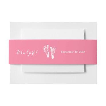 Its a Girl Cute Pink Newborn Baby Girl Footprints  Belly Band