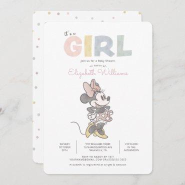 It's a Girl! Minnie Mouse Watercolor Baby Shower Invitation
