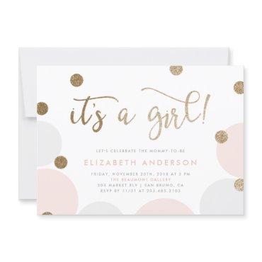 It's a Girl! | Pink & Gold Confetti