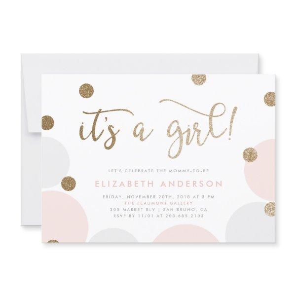 It's a Girl! | Pink & Gold Confetti