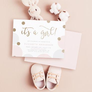 It's a Girl! | Pink & Gold Confetti