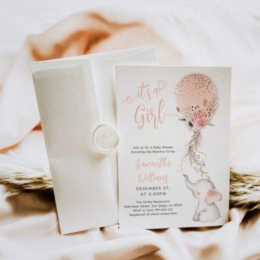 It's a Girl Simple Elephant & Balloon