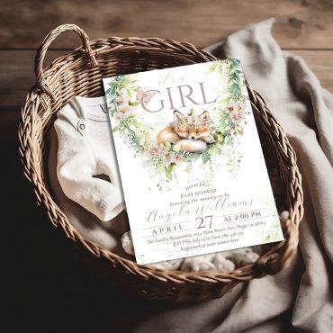 It's a Girl Woodland Fox Floral Baby Girl Shower