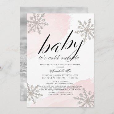 It's Cold Outside Pink Drive-by Baby Shower  Invitation