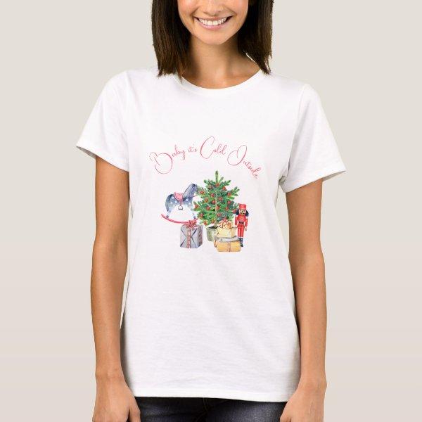 It's Cold Outside Winter Pink Girl Baby Shower T-Shirt