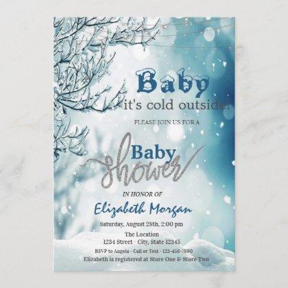 It's Cold Outside Winter Wonderland Baby Shower In Invitation