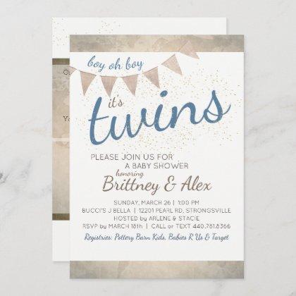 It's Twins! Baby Shower Invitation