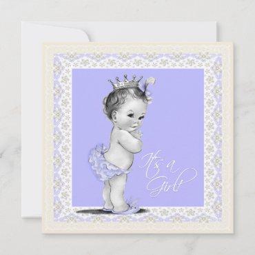 Ivory and Lavender Baby Girl Shower Invitation
