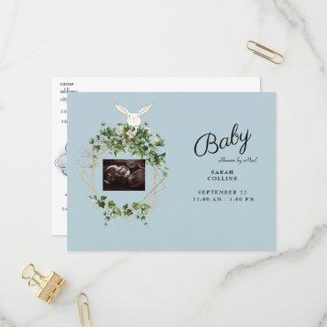 Ivy Ultrasound Photo Boy Baby Shower Bunny Virtual Invitation Postcard
