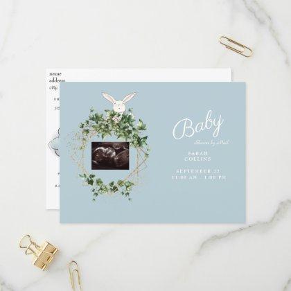 Ivy Ultrasound Photo Boy Baby Shower by Mail Bunny Invitation Postcard