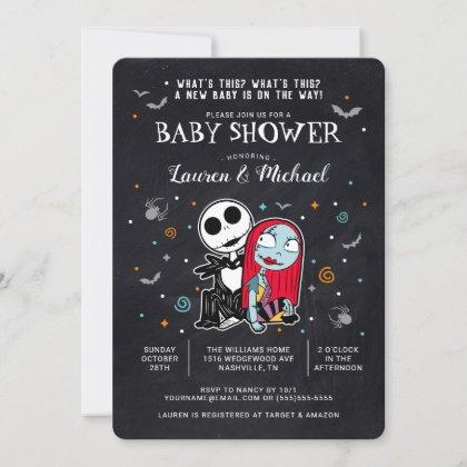 Jack and Sally Chalkboard Baby Shower Invitation