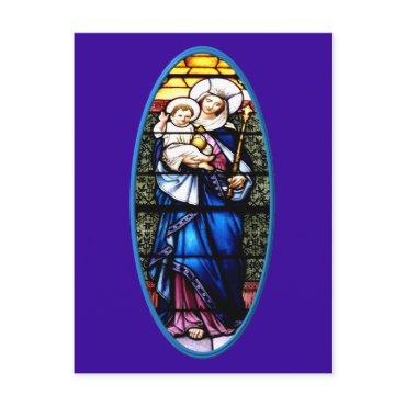 Jesus and Mary stained glass window Postcard