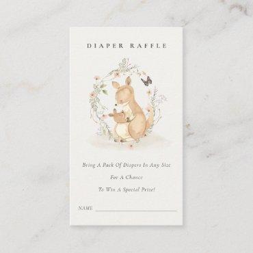 Joey Mum Kangaroo Floral Diaper Raffle Baby Shower Enclosure Card