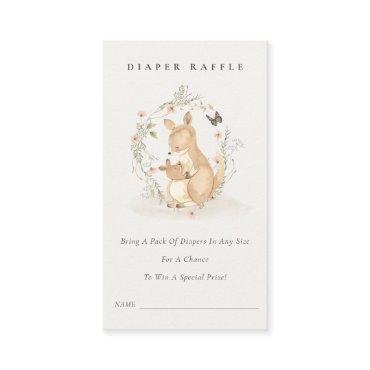 Joey Mum Kangaroo Floral Diaper Raffle Baby Shower Enclosure Card