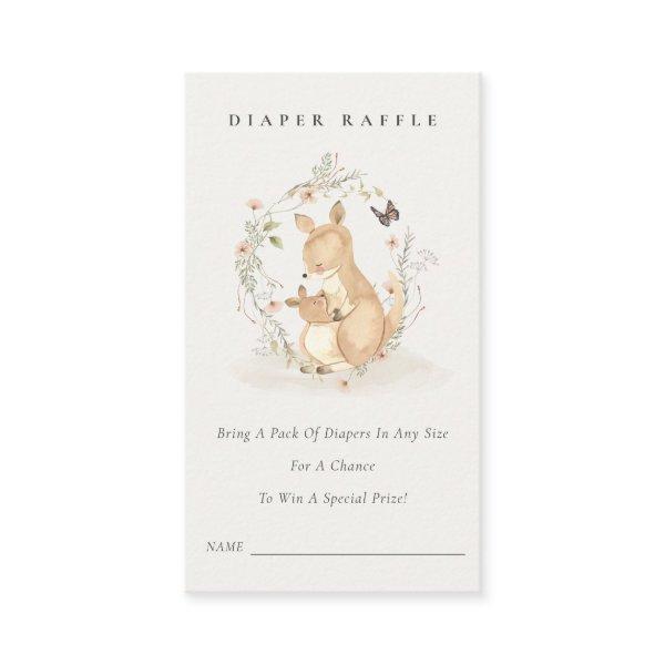 Joey Mum Kangaroo Floral Diaper Raffle Baby Shower Enclosure Card