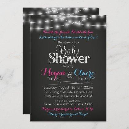 Joint Baby Shower Chalkboard Invitation Book Card
