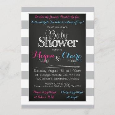 Joint coed Baby Shower Chalkboard Invitation Card