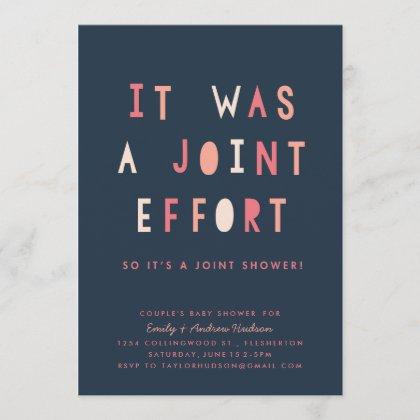 Joint Effort Couple's Baby Shower Invitation Navy
