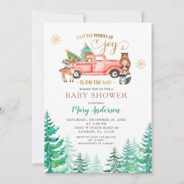 Joy Christmas Pine Tree Baby Shower Is On The Way