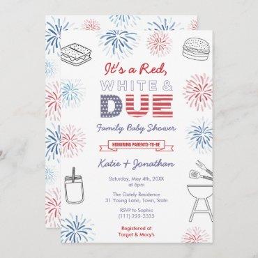 July 4th Red White Due Family Baby Shower Party In