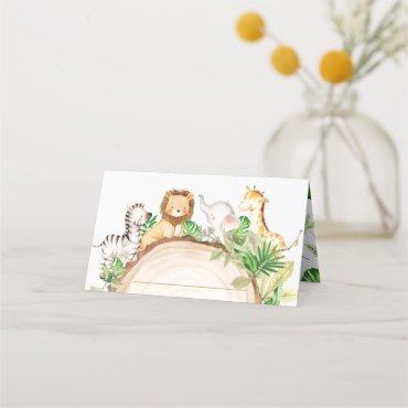 Jungle Animals 1st Birthday Baby Shower Greenery Place Card