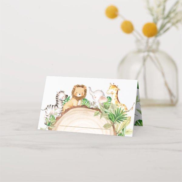 Jungle Animals 1st Birthday Baby Shower Greenery Place Card